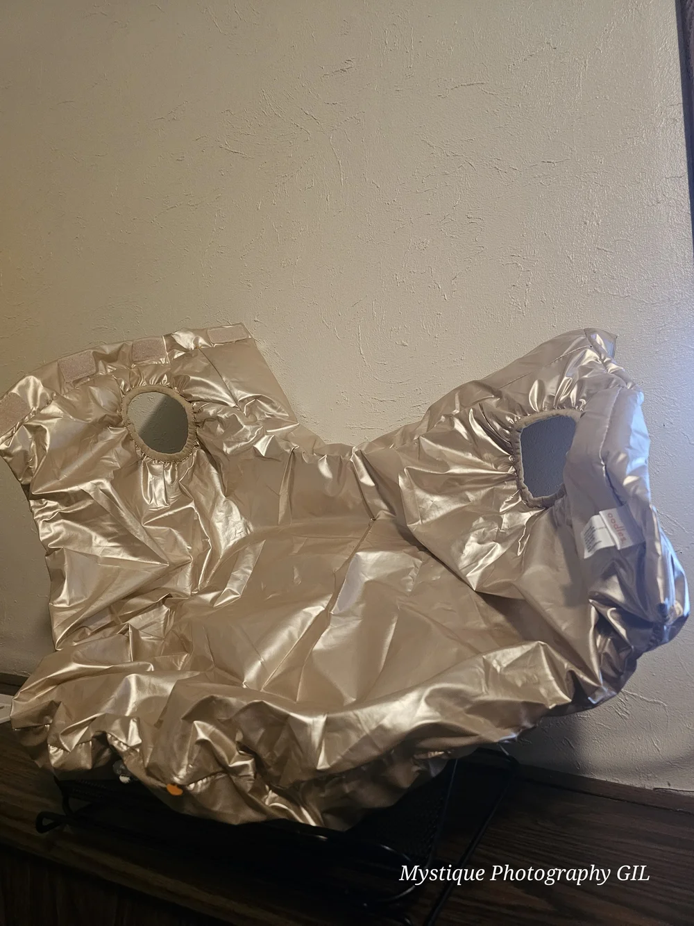Shiny Metallic Puffer Dog Vest with Armhole Detail - Champagne
